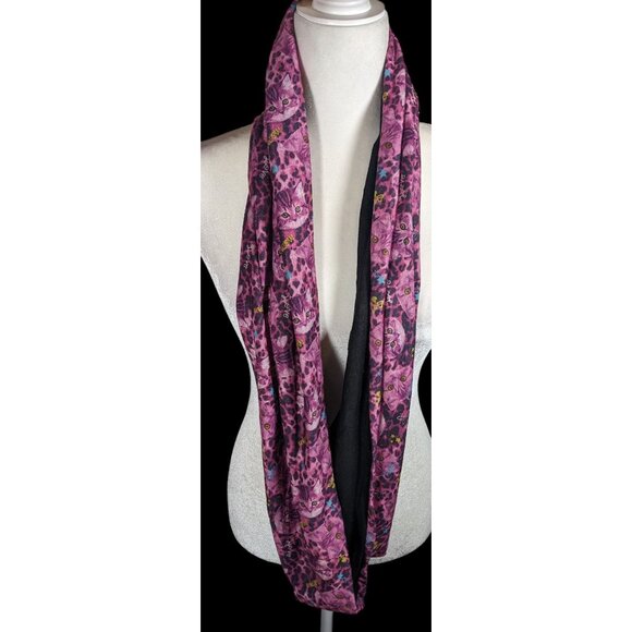 Pink And Black Leopard Print With Kittens Reversible Infinity Scarf - Picture 2 of 4